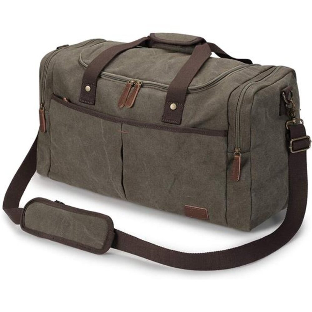 Large Canvas Travel Duffel Bag Weekend Overnight Bag with Shoes